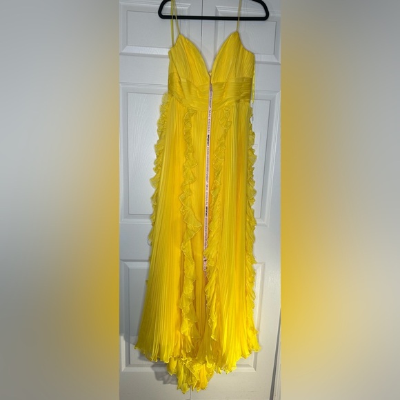 Mac Duggal Style # 70172 A-line Chiffon Gown High/Low in Sunshine - Picture 4 of 14